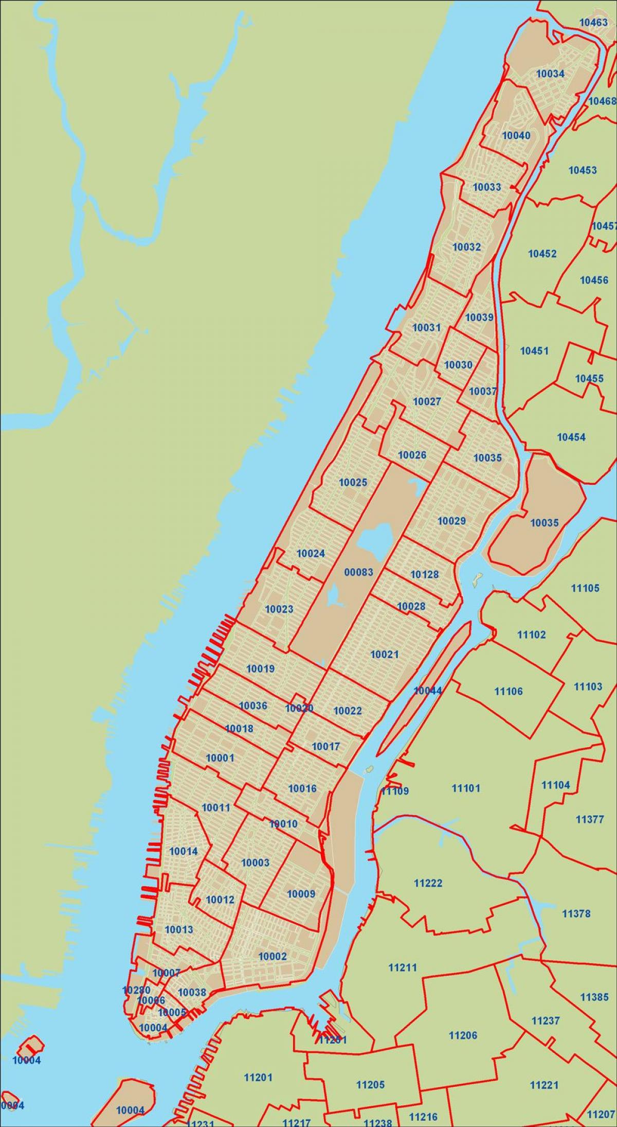 Нью ЙОРК зип код газрын зураг Манхэттэн