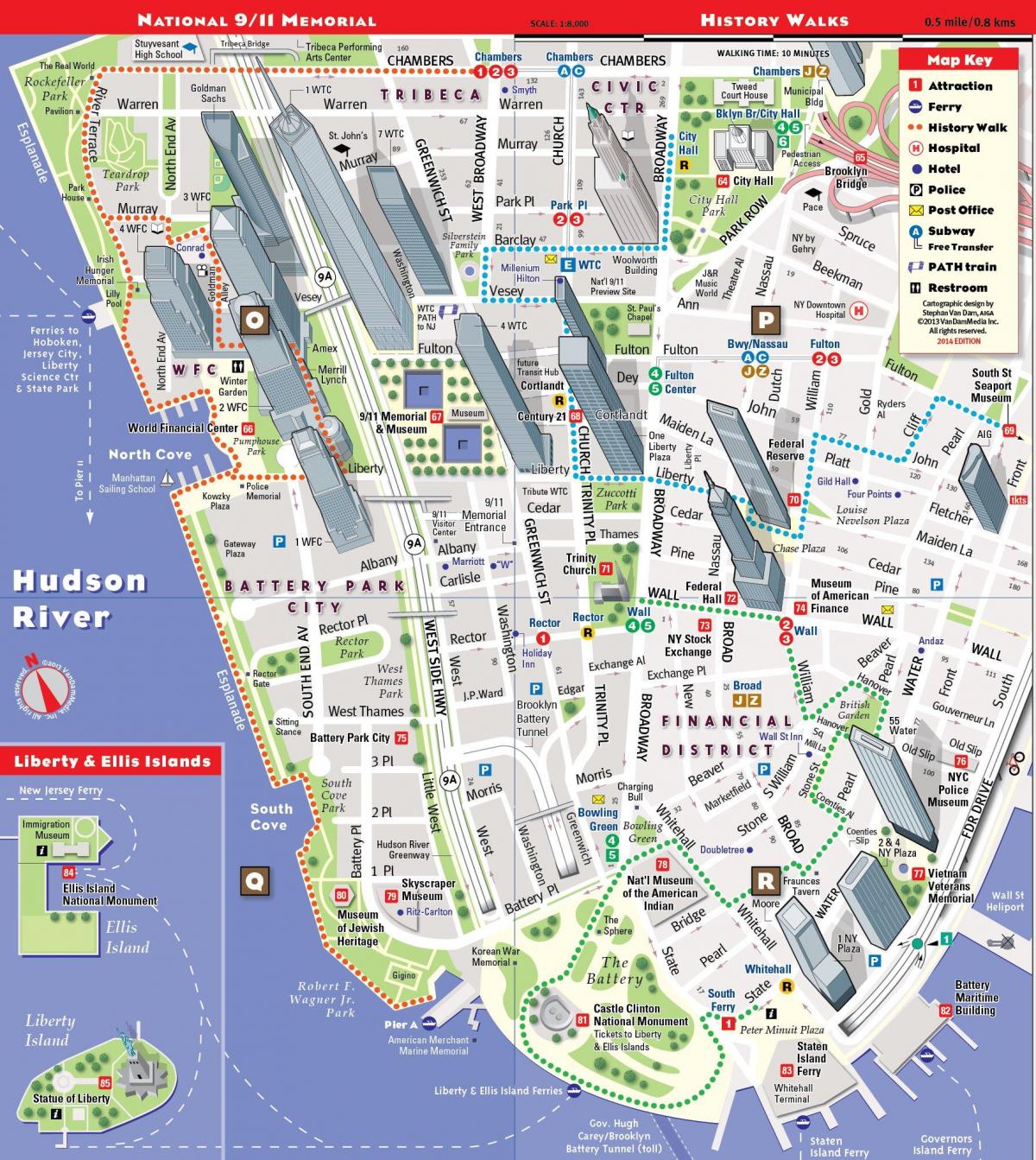 доод Манхэттэн аялал жуулчлалын газрын зураг