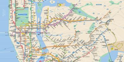 Манхэттэн гудамжны газрын зураг нь метроны буудлуудыг